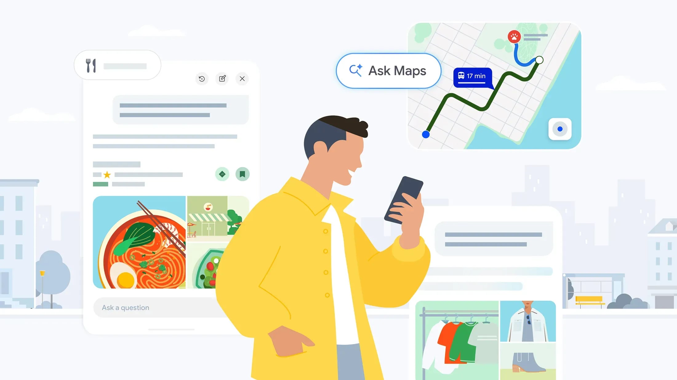 Google Ask Maps hero image showing the agentic food ordering feature inside Google Maps