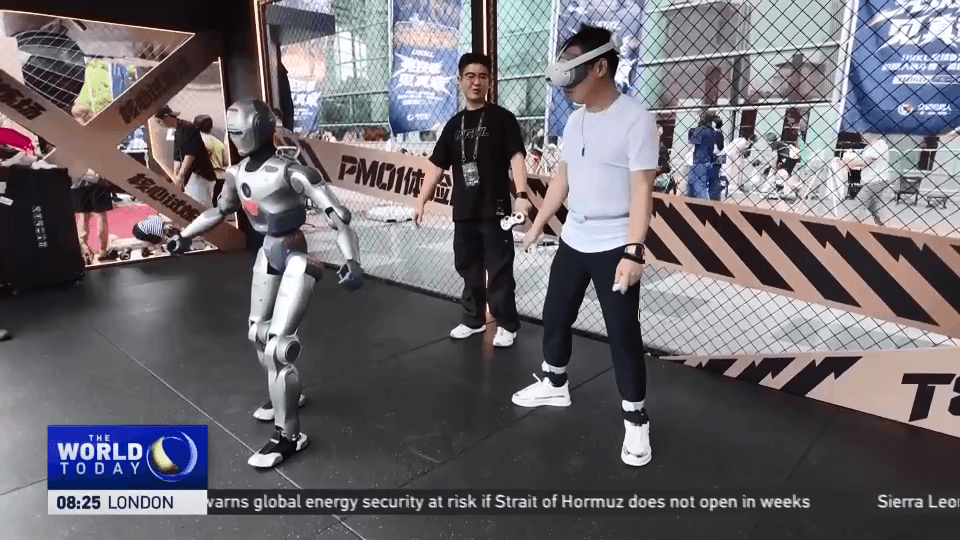 Humanoid robots competing in Shenzhen, illustrating the shift from conversational AI to machines operating in the physical world